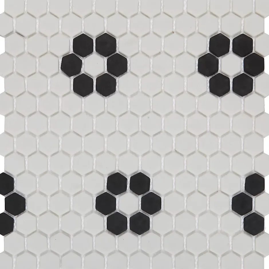 GoodHome Mosaïque noir et blanc 30x30cm Glina