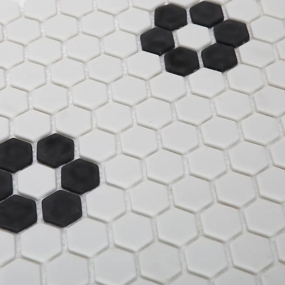 GoodHome Mosaïque noir et blanc 30x30cm Glina