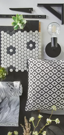 GoodHome Mosaïque noir et blanc 30x30cm Glina