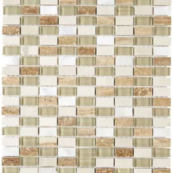 Decoon Mosaïque Pierre / Verre - Beige - 1.5 x 3 cm