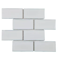 Mosaïque porcelaine Zellige blanc bleuté L. 29,5 x l. 29,8 cm Mat Inter- Discount