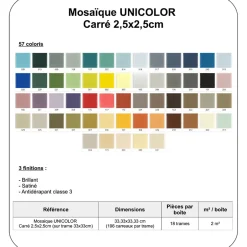 Mosaïque pâte de verre UNICOLOR CARRÉ 2.3x2.3cm couleur : 308 Brillant / Poli boite de 2 m2-Gioia Materia Outlet
