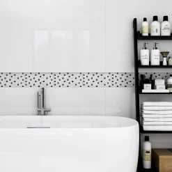 GoodHome Mosaïque Shannon noir et blanc 6,5 x 30 cm