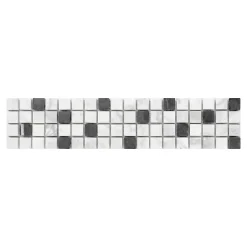GoodHome Mosaïque Shannon noir et blanc 6,5 x 30 cm