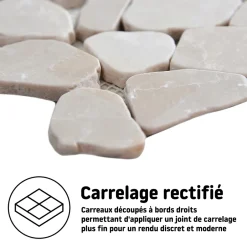 Mosaïque sol et mur en pierre beige L.31 x l.31,5 cm x ép.8 mm, Malaca- Best