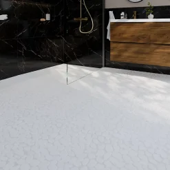 Mosaïque sol et mur en pierre ivoire forme galets L.31,5 x l.31,5 cm x ép.8 mm, Malaca