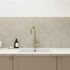 Mosaïque sol et mur en travertin grands carrés L.31,5 x l.31,5 cm x ép.8 mm, Travertino- Best