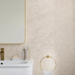 Mosaïque sol et mur en travertin petits carrés L.30,5 x l.30,5 cm x ép.8 mm, Travertino