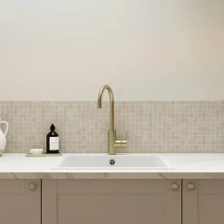 Mosaïque sol et mur en travertin petits carrés L.30,5 x l.30,5 cm x ép.8 mm, Travertino