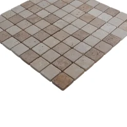 Mosaïque sol et mur en travertin L.31 x l.30,5 cm x ép.8 mm, Travertino- Best
