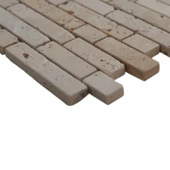 Mosaïque sol et mur en travertin motif petites briquettes L.31 x l.30,5 cm x ép.8 mm, Travertino