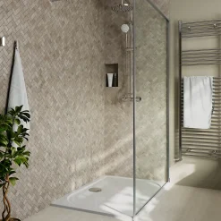 Mosaïque sol et mur en travertin motif chevron L.31 x l.30,5 cm x ép.8 mm, Travertino