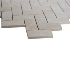 Mosaïque sol et mur en travertin motif chevron L.31 x l.30,5 cm x ép.8 mm, Travertino