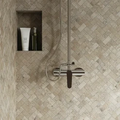 Mosaïque sol et mur en travertin motif chevron L.31 x l.30,5 cm x ép.8 mm, Travertino
