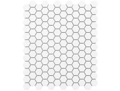 Ilcom Mosaïque sur résille pour salle de bain et cuisine en céramique 30 cm x 26 cm - Matt white hive