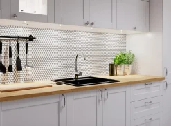 Ilcom Mosaïque sur résille pour salle de bain et cuisine en céramique 30 cm x 26 cm - Matt white hive