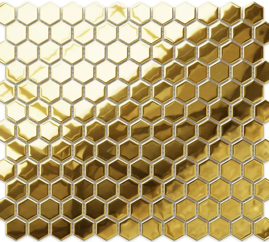 Mosaïque sur résille pour salle de bain et cuisine en céramique 26.0 cm x 30.0 cm - Gold hive-Ilcom Online