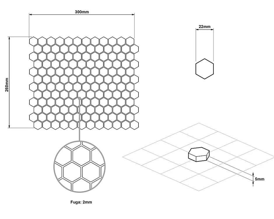 Mosaïque sur résille pour salle de bain et cuisine en céramique 26.0 cm x 30.0 cm - Gold hive-Ilcom Online