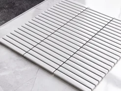 Mosaïque sur résille pour salle de bain et cuisine en céramique 28.2 cm x 29 cm - White bamboo-Ilcom