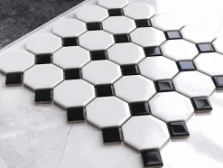 Mosaïque sur résille pour salle de bain et cuisine en céramique 29.3 cm x 29.3 cm - Octagon castle-Ilcom Best