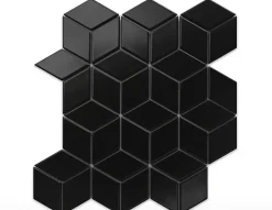 Ilcom Mosaïque sur résille pour salle de bain et cuisine en céramique 26.5 cm x 30.5 cm - Black geometric cubes