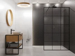 Ilcom Mosaïque sur résille pour salle de bain et cuisine en céramique 26.5 cm x 30.5 cm - Black geometric cubes