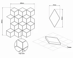 Ilcom Mosaïque sur résille pour salle de bain et cuisine en céramique 26.5 cm x 30.5 cm - Black geometric cubes