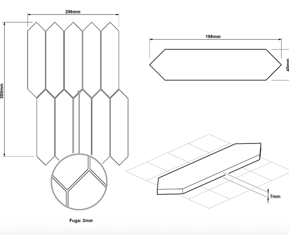 Mosaïque sur résille pour salle de bain et cuisine en céramique 29.6 cm x 30 cm- Casablanca-Ilcom Clearance