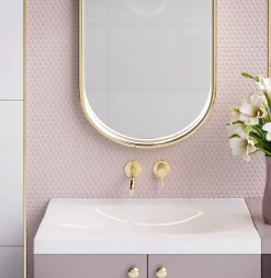 Ilcom Mosaïque sur résille pour salle de bain et cuisine en céramique 29.3 cm x 31.7 cm - Pink panther