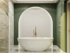 Ilcom Mosaïque sur résille pour salle de bain et cuisine en céramique 27.5 cm x 25.2 cm - White arabesque