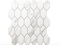 Ilcom Mosaïque sur résille pour salle de bain et cuisine en verre 25 cm x 25.6 cm - Elegant white statuary