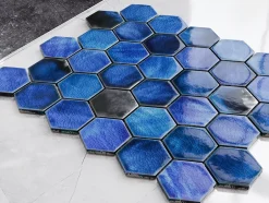 Mosaïque sur résille pour salle de bain et cuisine en céramique 31.2 x 27 cm- Mixed ocean hive-Ilcom New