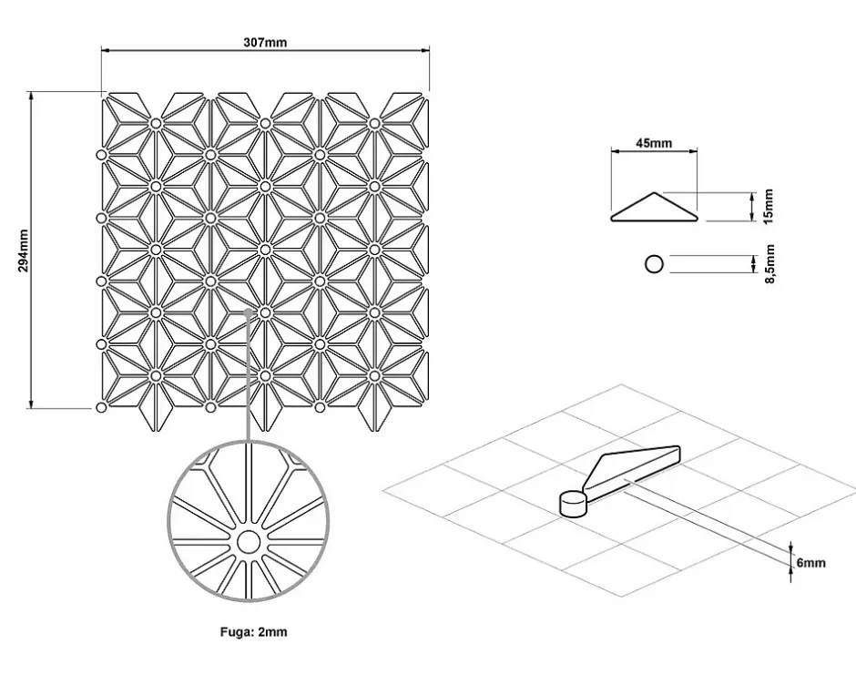 Ilcom Mosaïque sur résille pour salle de bain et cuisine en céramique 29.4 cm x 30.7 cm - Origami