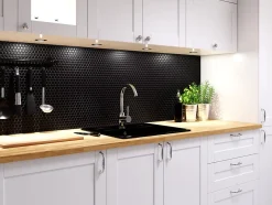 Mosaïque sur résille pour salle de bain et cuisine en céramique 31.7 cm x 29.3 cm- Black dots-Ilcom Clearance