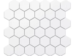 Ilcom Mosaïque sur résille pour salle de bain et cuisine en céramique 29.7 cm x 26.2 cm - White hexagon