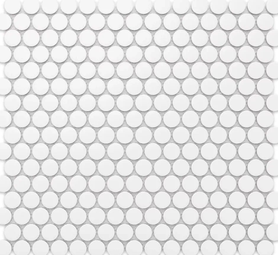 Ilcom Mosaïque sur résille pour salle de bain et cuisine en céramique 31.7 cm x 29.3 cm - Matt white dot