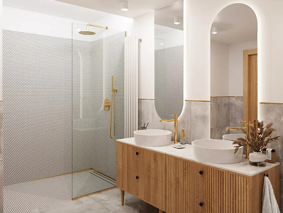 Ilcom Mosaïque sur résille pour salle de bain et cuisine en céramique 31.7 cm x 29.3 cm - Matt white dot