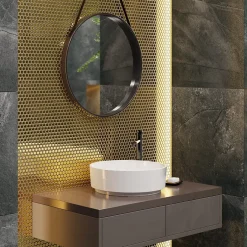 Ilcom Mosaïque sur résille pour salle de bain et cuisine en céramique 29.3 cm x 31.7 cm - Golden drops