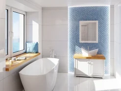 Mosaïque sur résille pour salle de bain et cuisine en céramique - 28.2 cm x 25.2 cm - Blue arabesque-Ilcom Online