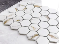 Ilcom Mosaïque sur résille pour salle de bain et cuisine en céramique 29.7 cm x 26.2 cm - Gold honey