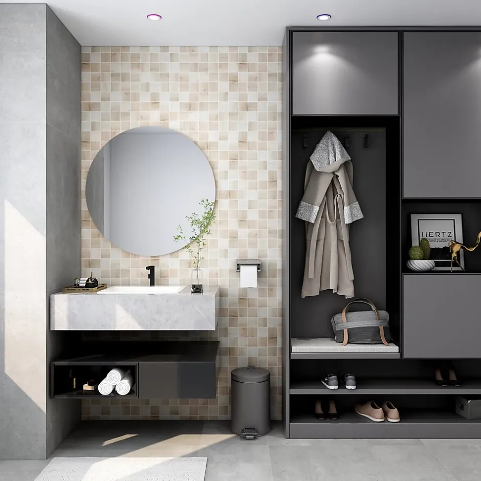 GoodHome Mosaïque Tinian bois 30 x 30 cm