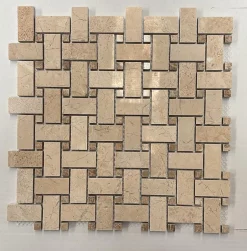 Mosaïque Tissage panier en Marbre Beige - Emperador-Albedo Pierre Discount