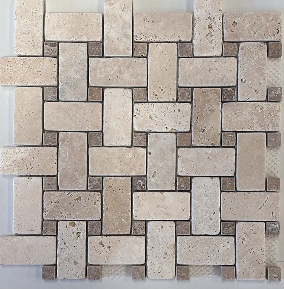 Mosaïque Tissage panier en Travertin Ivoire - Noçe-Albedo Pierre Discount