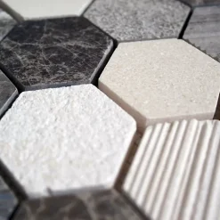 Decoon Mosaïque Travertin - Mix Gris - Hexagones
