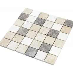Decoon Mosaïque Travertin - Mix Gris - 4.8 x 4.8 cm