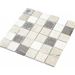 Decoon Mosaïque Travertin - Mix Gris - 4.8 x 4.8 cm