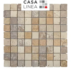 Mosaïque Travertin Mix Color 31 x 31 cm ép.0,7 cm
