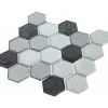Mosaïque Verre - Mix Gris - Hexagones-Decoon New