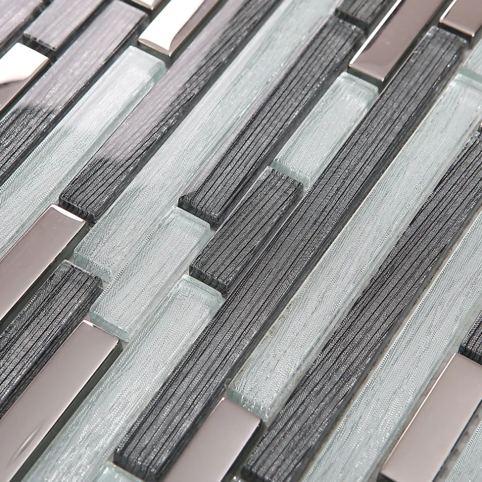 GoodHome Mosaïque verre gris 30x30cm Foxe