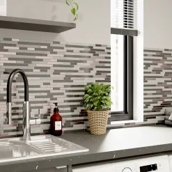 GoodHome Mosaïque verre gris 30x30cm Foxe